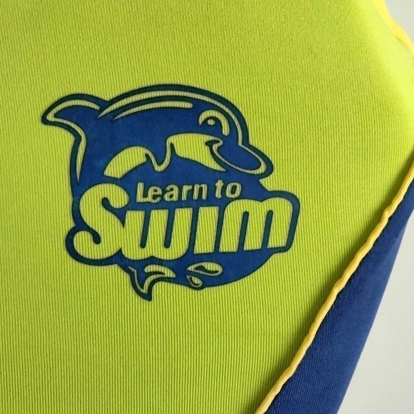 Learn how to Swim  body-suite Lime green with Blue trim Unisex - Picture 4 of 7